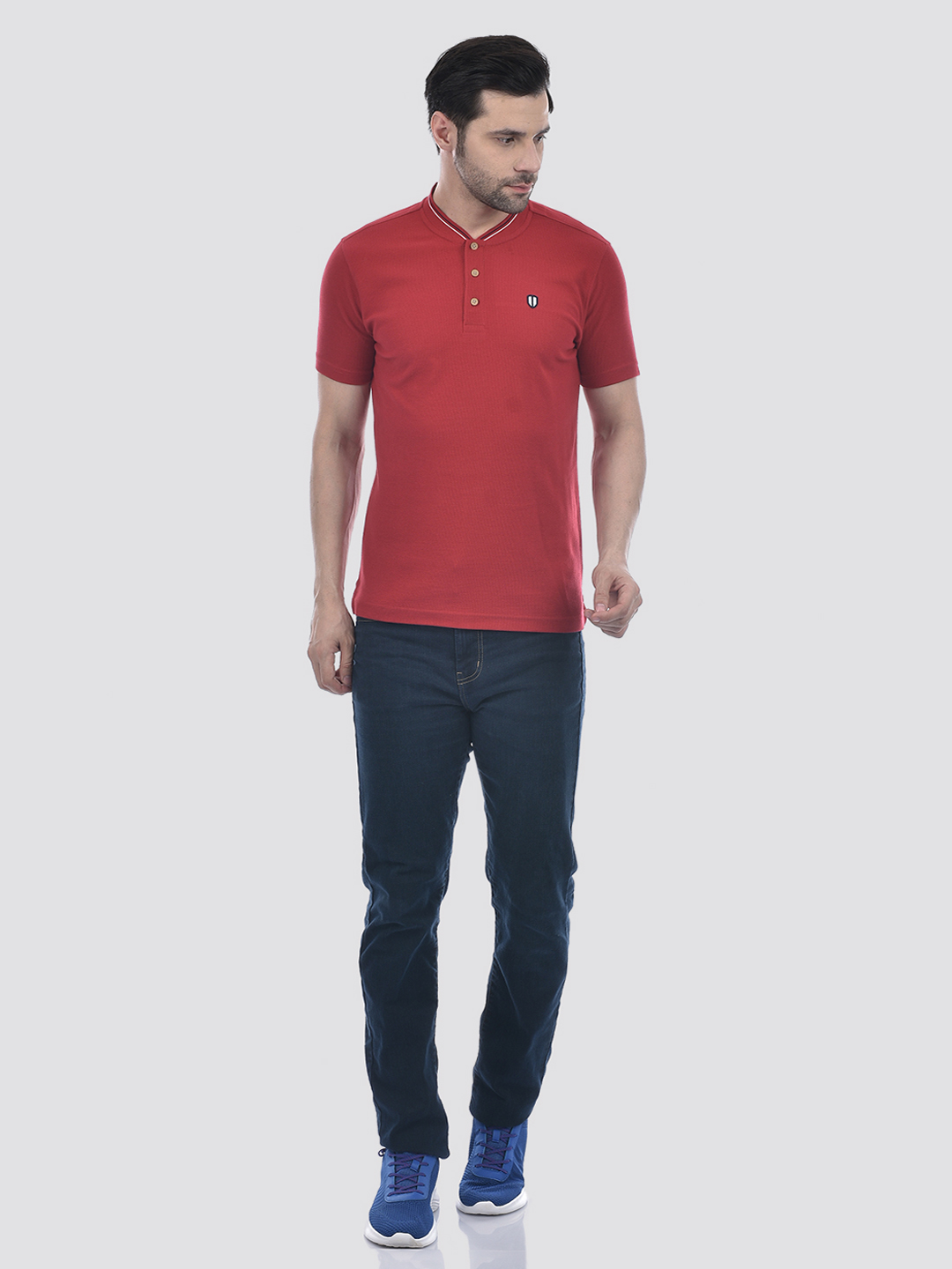 Numero Uno Men Sustainable Red Henley Polo T-Shirt